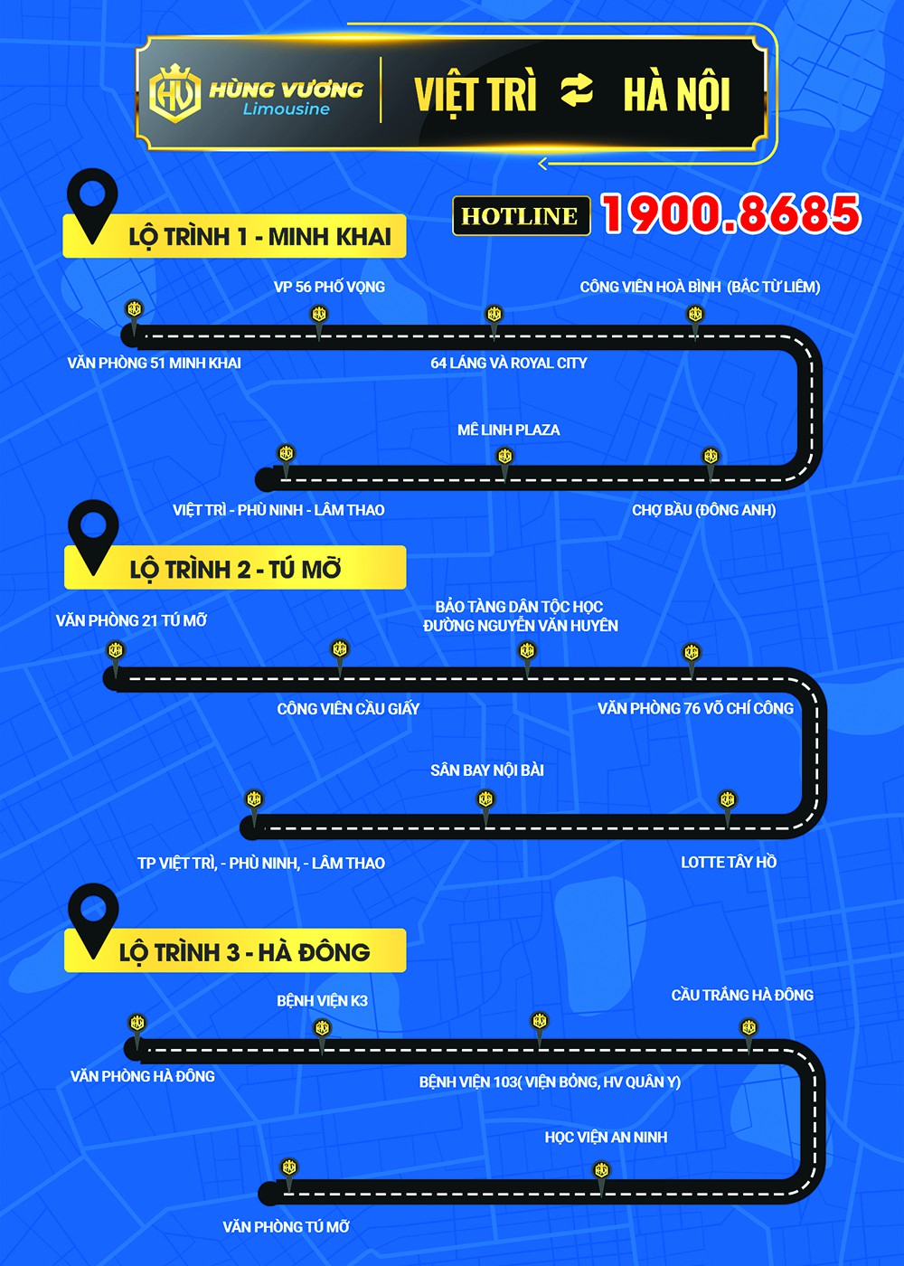 Xe Limousine Việt Trì Hà Nội | Đưa Đón Tận Nơi, Đặt Xe Nhanh 1 lo trinh xe limousine ha noi phu tho hung vuong