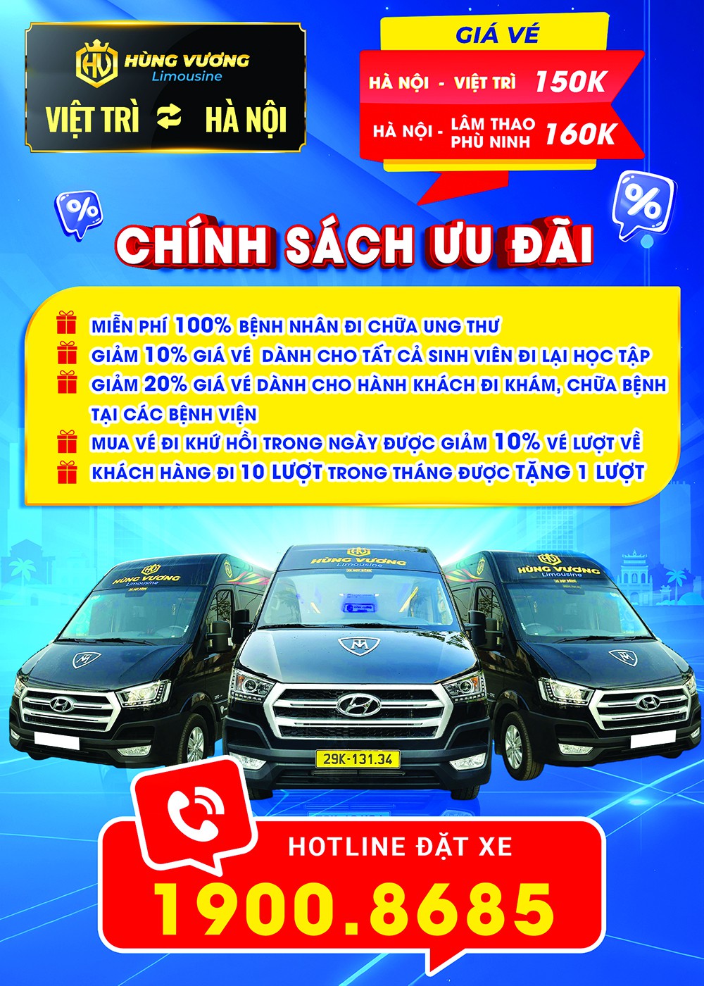 Xe Limousine Việt Trì Hà Nội | Đưa Đón Tận Nơi, Đặt Xe Nhanh 2 uu dai dat ve hung vuong limousine